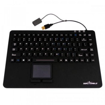 Tastatur Seal Shield S87P2DE     wasserdicht, IP68,    antimikrobiell/spülmaschinenfest, Schwarz, USB,   Touchpad, SEAL TOUCH - Vorführgerät